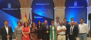 Miembros de Ciudadanos (C's) durante la recepción de alcaldes y concejales en la Diputación Provincial de Guadalajara